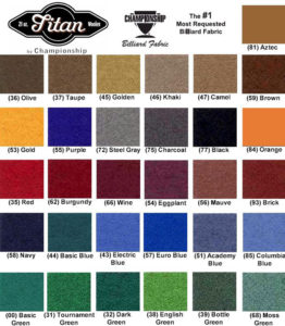 pool table cloth colors